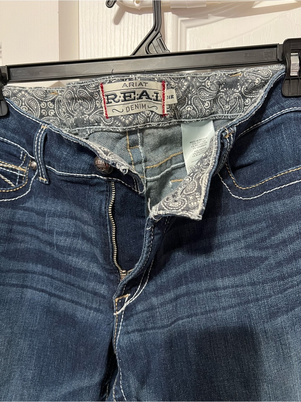 Ariat Dark Blue Denim Jeans with Paisley Waistband